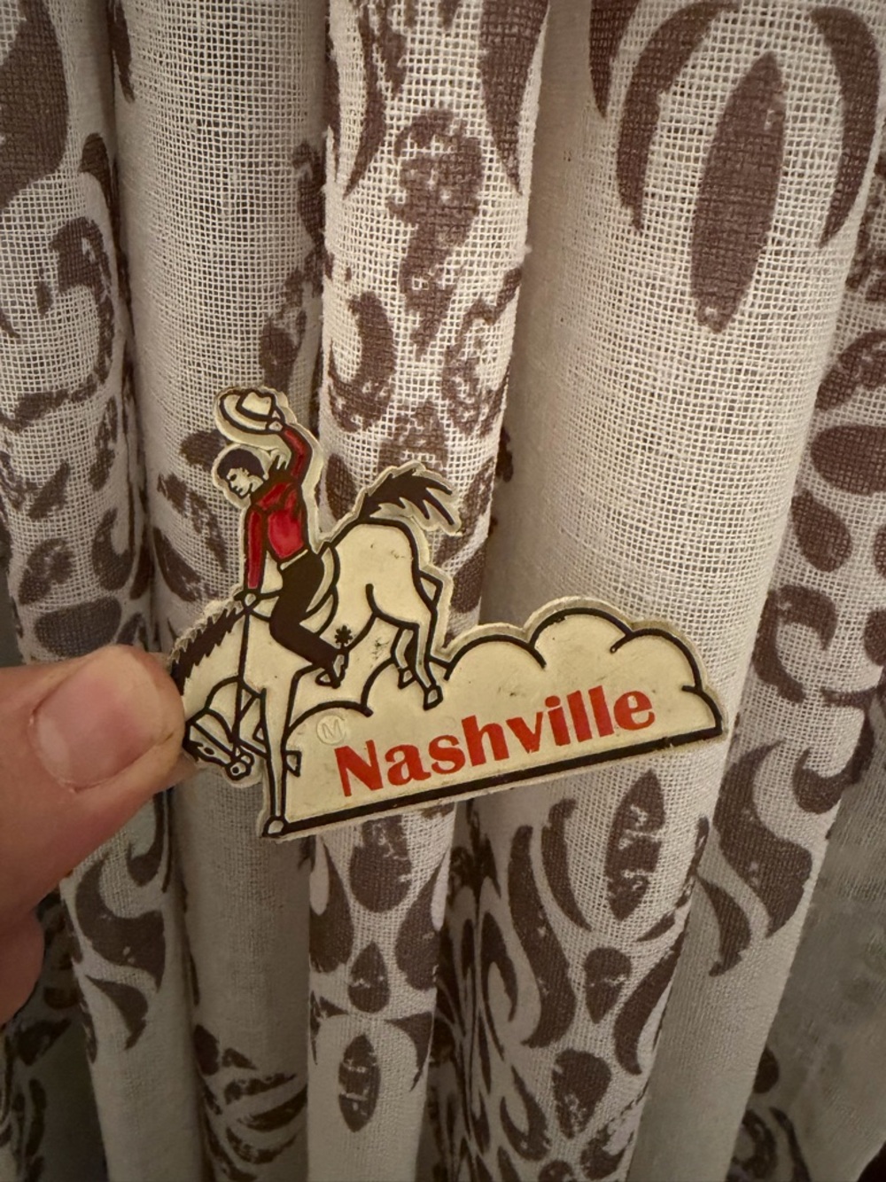 Vintage Nashville Rodeo Cowboy Magnet - Red & Cream
